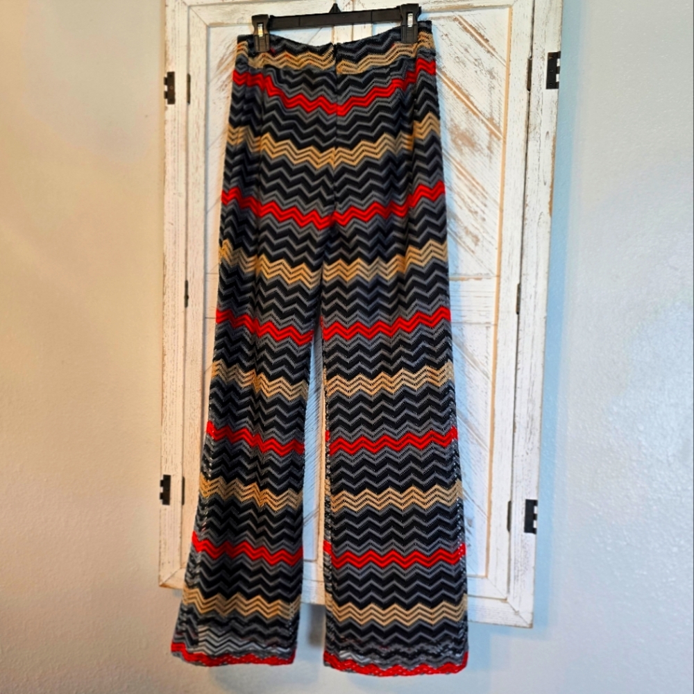 Hot Swag Chevron Wide Leg Pants Red Blue Boho Festival Size 9 Juniors